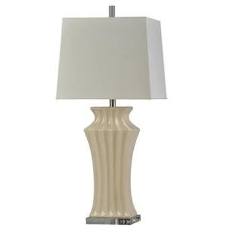 Kipling Ivory Traditional Ceramic and Acrylic Table Lamp  100W 3-Way  Hardback Shade